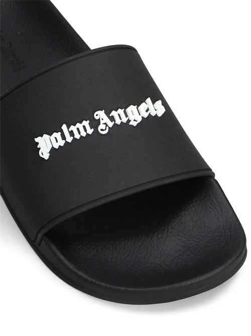 Ciabatta uomo Palm Angels nera con logo curvo PALM ANGELS | PMIC01AS26MAT0011001